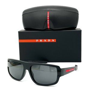 Prada Men's Black Rubber 66mm Sunglasses